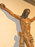 Antique carved crucifixion, gesso & polychrome over wood