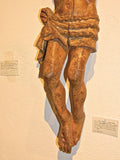 Antique carved crucifixion, gesso & polychrome over wood