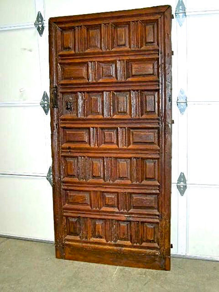 Antique raised panel Castilian monastery cell door, pine