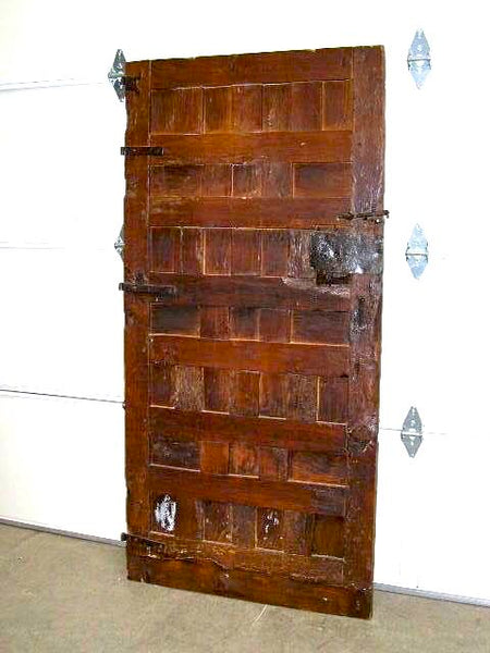 Antique raised panel Castilian monastery cell door, pine