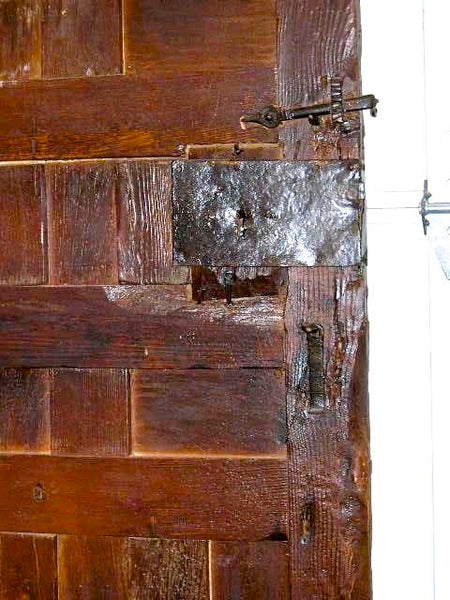 Antique raised panel Castilian monastery cell door, pine