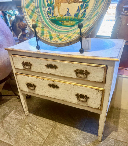 Antique painted two-drawer chest of drawers, chestnut