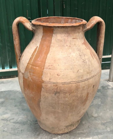Antique two-handle semi-glazed Castilian oil jug
