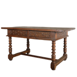 Antique turned leg chestnut and oak library table