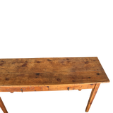 Antique tapered leg two-drawer console table, pine