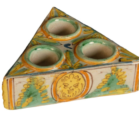 Antique painted triangular spice dish