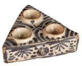 Antique painted triangular spice dish
