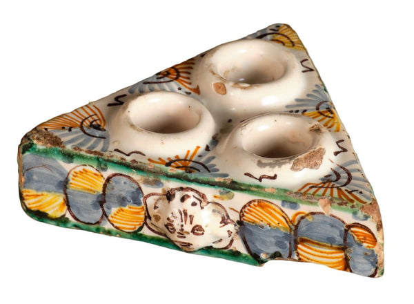 Antique painted triangular spice dish