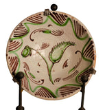 Antique painted green and manganese bowl, “Florals”