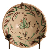 Antique painted green and manganese bowl, “Flower”