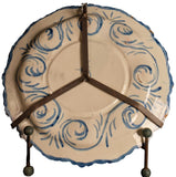 Large antique scalloped heraldic platter with cherubs