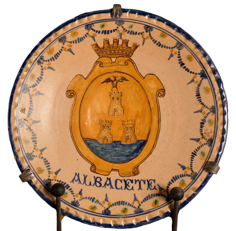 Pair of large antique Talavera commemorative plates