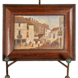 Antique oil painting on panel, “Gate of the Oil Vendors”