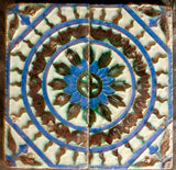 Antique enameled two-tile panel with relief