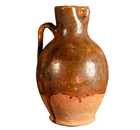 Antique semi-glazed single handle water / wine pitcher