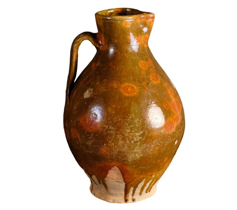 Antique semi-glazed single handle water / wine pitcher