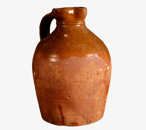 Antique single-handle semi-glazed water / wine pitcher