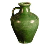 Antique single-handle glazed green water jug