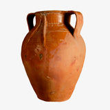 Antique two-handle semi-glazed rust colored pot with “braids”
