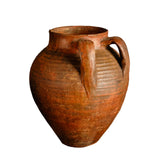 Antique two-handle semi-glazed clay jug