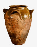 Antique semi-glazed and braided 4 handle “elephant ear” oil jar