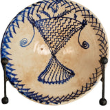 Antique large painted blue and white Andalusian bowl