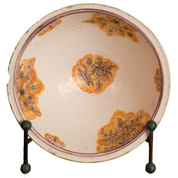 Antique painted ochre and white plate