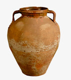 Antique Two-handle semi-glazed olive oil jar