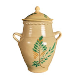 Antique painted two-handle majolica pot with top