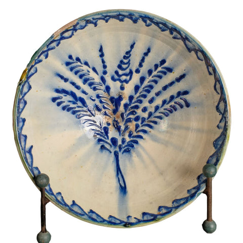 Antique painted and glazed blue and white “Nijar” bowl