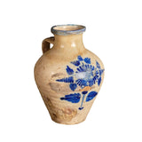 Antique painted blue and white Talavera jar