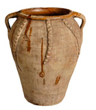 Antique two-handle semi-glazed braided olive oil jar