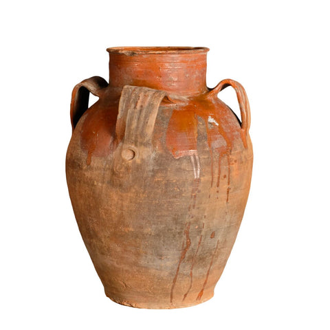 Antique four handle glazed pot