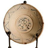 Antique painted blue and white Aragonese bowl
