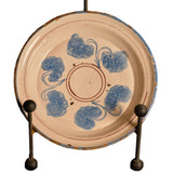 Antique blue and white sponged flower platter
