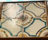 Antique framed 4 tile panel