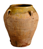 Antique large four-handle semi-glazed olive oil jar