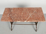 Antique iron bistro table with red marble top