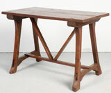 Antique rustic lyre leg pine table
