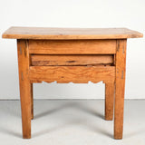 Antique scalloped skirt pine game dressing table with drawer