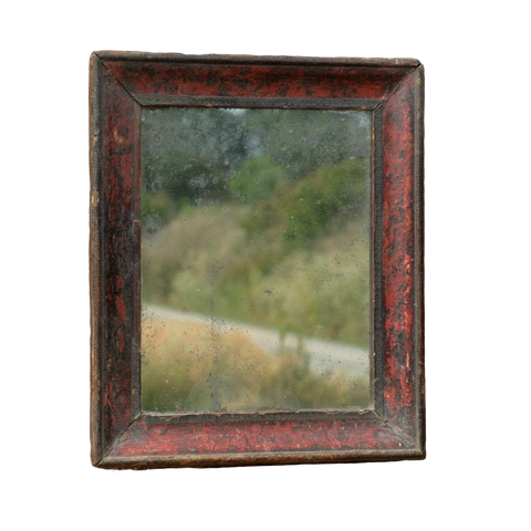 Antique carved, painted and gilt mirror frame