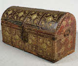 Antique studded leather Mudejar travel trunk