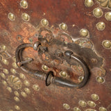 Antique studded leather Mudejar travel trunk