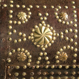 Antique studded leather Mudejar travel trunk