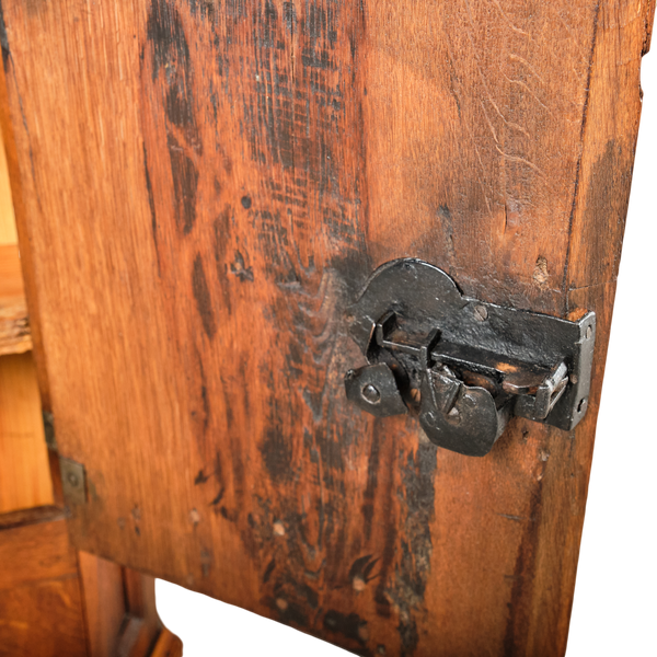 Antique small single-door corner cabinet, oak