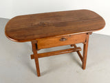 Antique oval top game dressing table with drawer, walnut