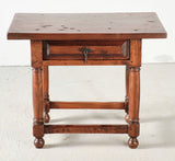 Antique mast leg accent with drawer, walnut