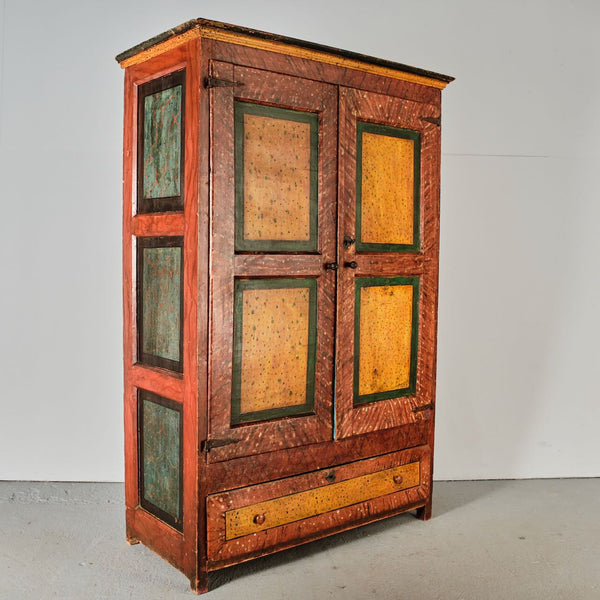 Antique two-door, one drawer painted Riojano armoire