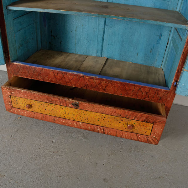 Antique two-door, one drawer painted Riojano armoire