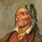 Antique oil on linen, “El Borracho” (”The Drunk”)